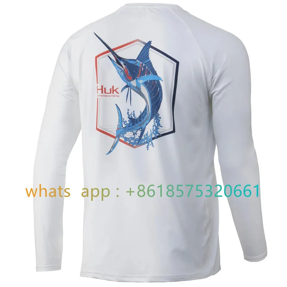 

Мужская пляжная футболка с длинным рукавом Huk, быстросохнущая рубашка для рыбалки, Upf 50+, летние платья для рыбалки на заказ, защита от ультрафиолета