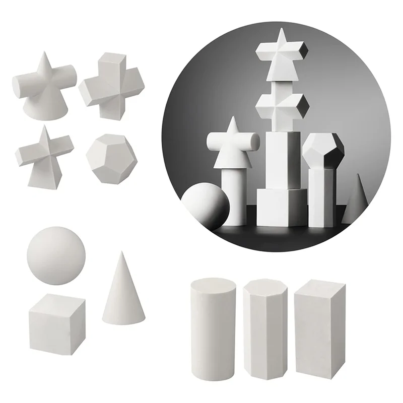 

-A89Z 10Pcs 3D Geometry Sketch Drawing Model Gypsum Geometry Mold Sketch Mold For Shadow Drawing 2Inch Mini Mold