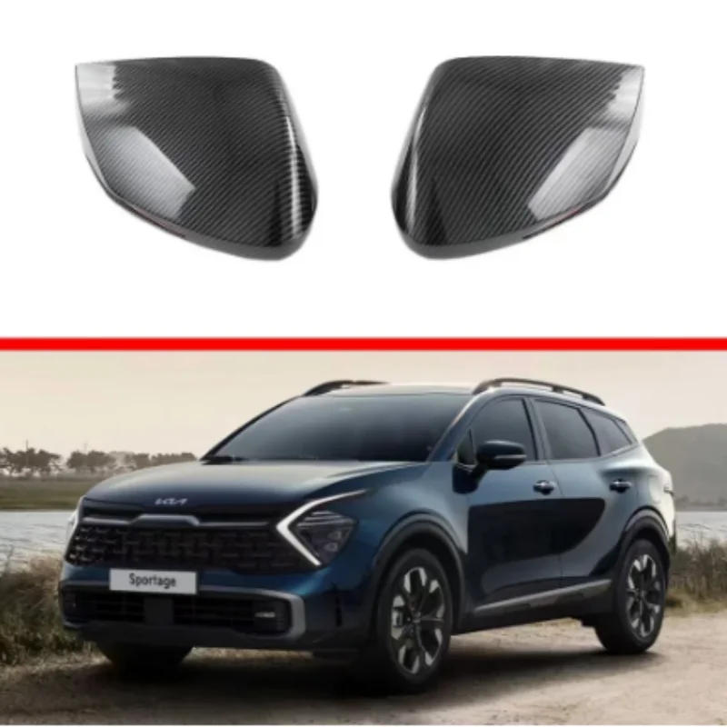 جديد لكيا سبورتاج NQ5 2022 - 2025 ABS ألياف الكربون سيارة مرآة الرؤية الخلفية الديكور غطاء الجانب مرآة الباب اكسسوارات السيارات #3