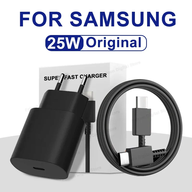 Original 25W Super Fast Charger Power Adapter For Samsung Galaxy S22 S21 S20 FE USB Type C Cable Note 20 A52 A71 Quick Charging