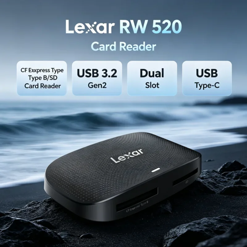 Lexar RW520 Memory Card Reader USB 3.2 Gen 2 CFexpress Type B SD Card Reader High Speed 10Gbps for Camera Data Transfer