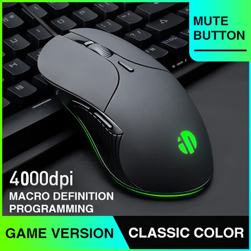 

2023 New PB1 USB Wired Gaming Mouse 6 Buttons 4000 DPI LED Optical USB Computer Mouse For PC laptop Gamer Mice Mute Wired Mouse