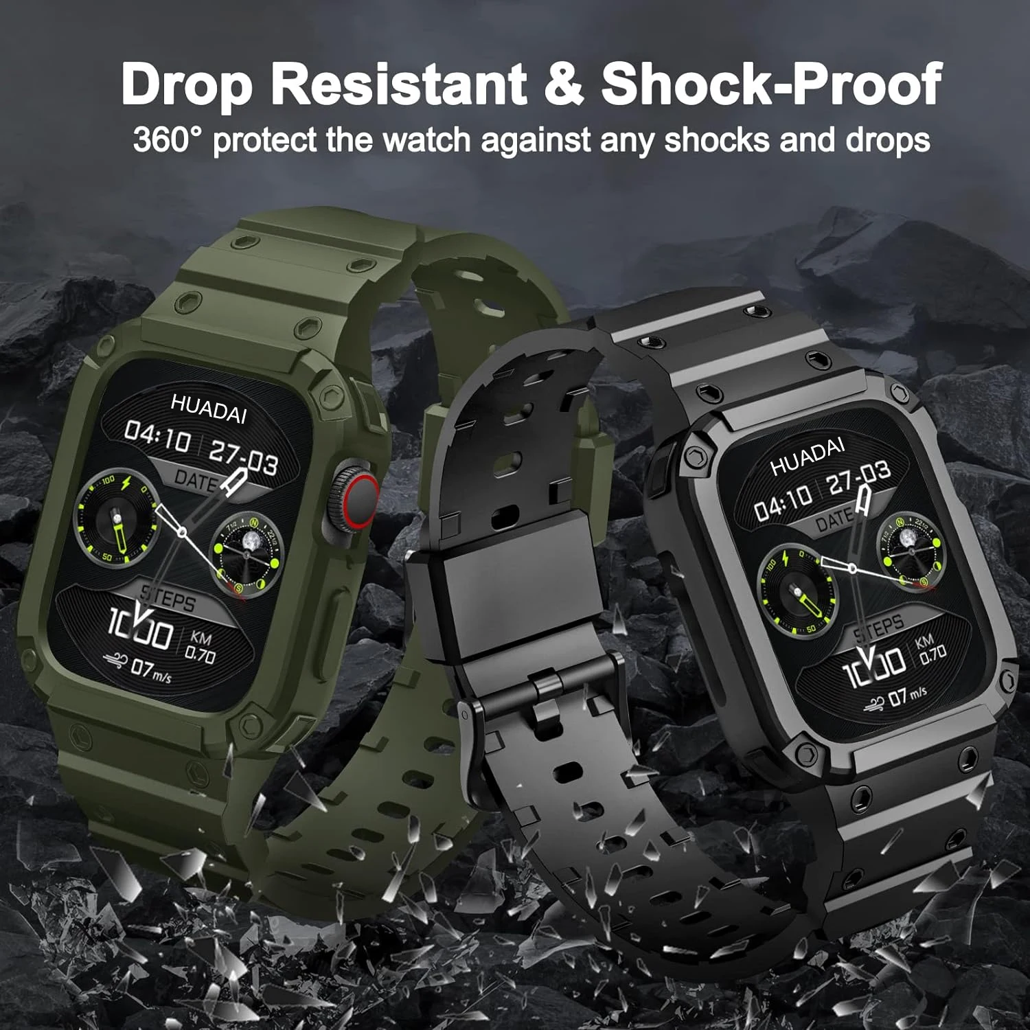 Case for Compatible for Apple Watch 45mm 44mm 42mm iWatch Series 987 SE654321 Strap, Men Women Sport Strap with Bumper Rugged