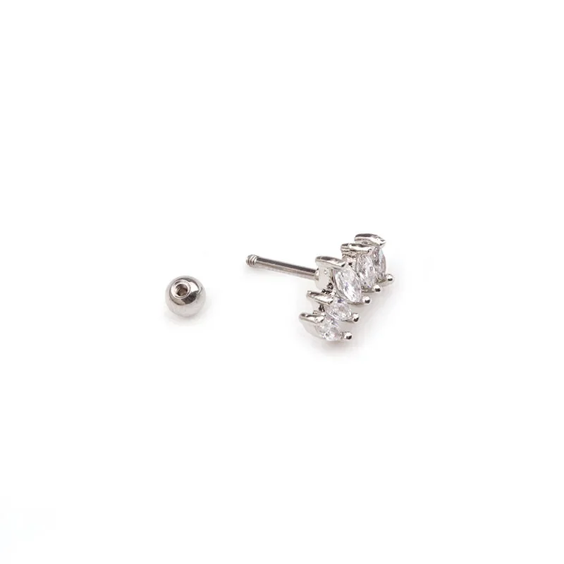 SISSI Silver Color CZ Cartilage Stud Earring Stainless Steel Heart Moon Small Conch Tragus Stud Helix Cartilage Piercing Jewelry