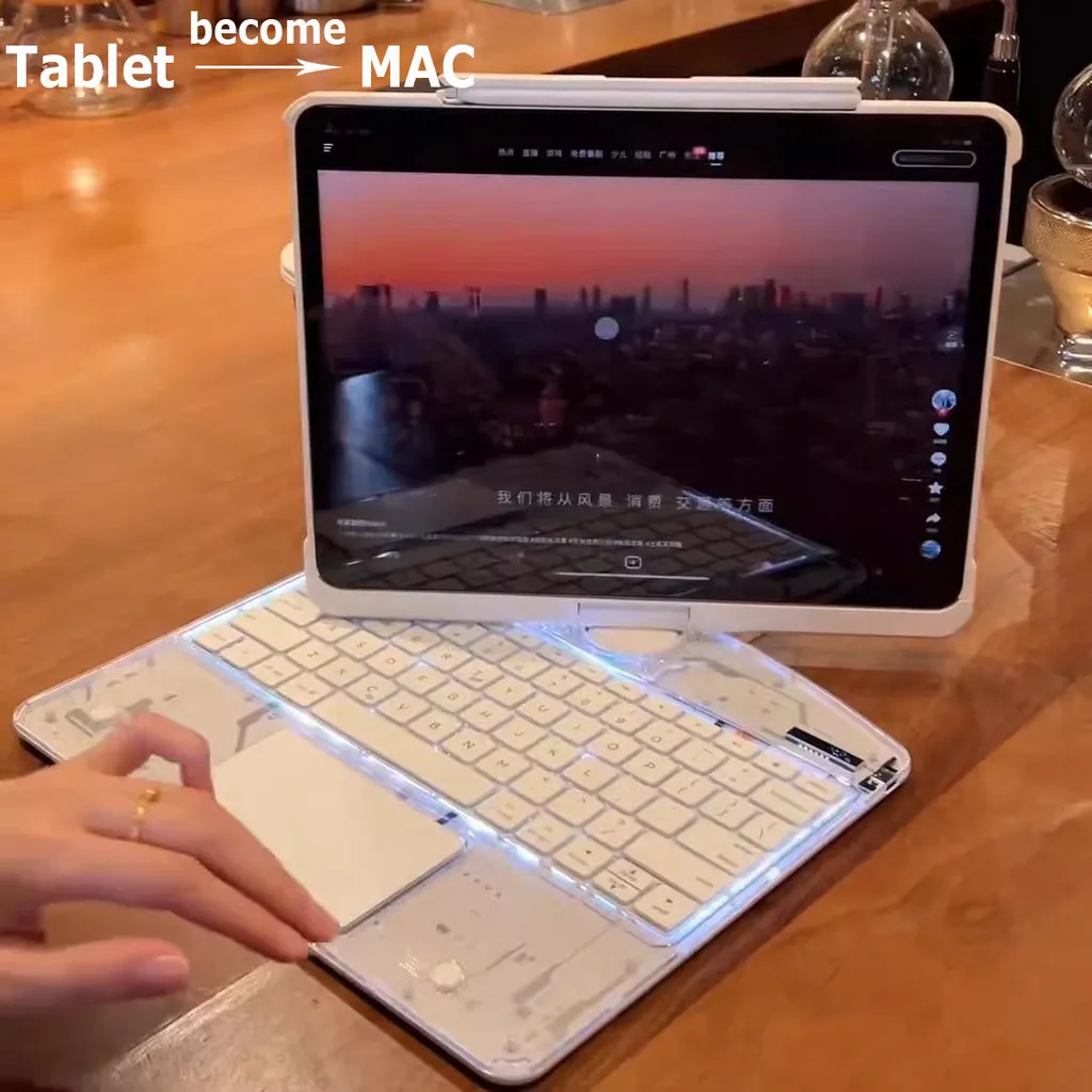 

Чехол с Bluetooth-клавиатурой для iPad 11-го поколения A16 2025 11 дюймов 10th 10.9 Air6 5 10.2 9th 8th 7th 7-цветный флип-чехол с подсветкой