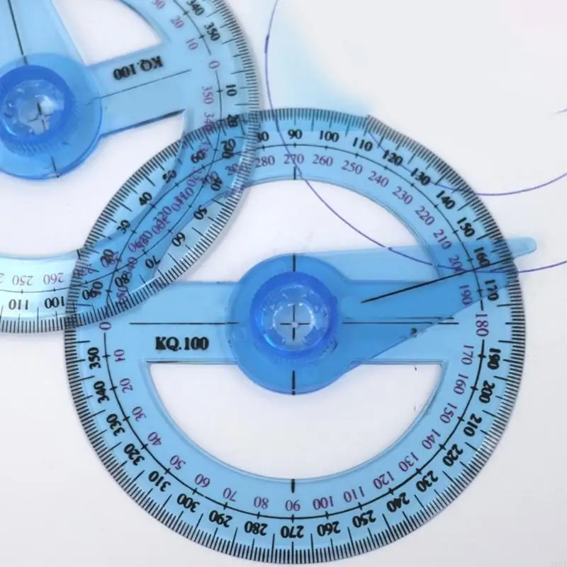 2 Pcs Clear Protractor Ruler Math Protractor Circle Protractor for Drawing 203A