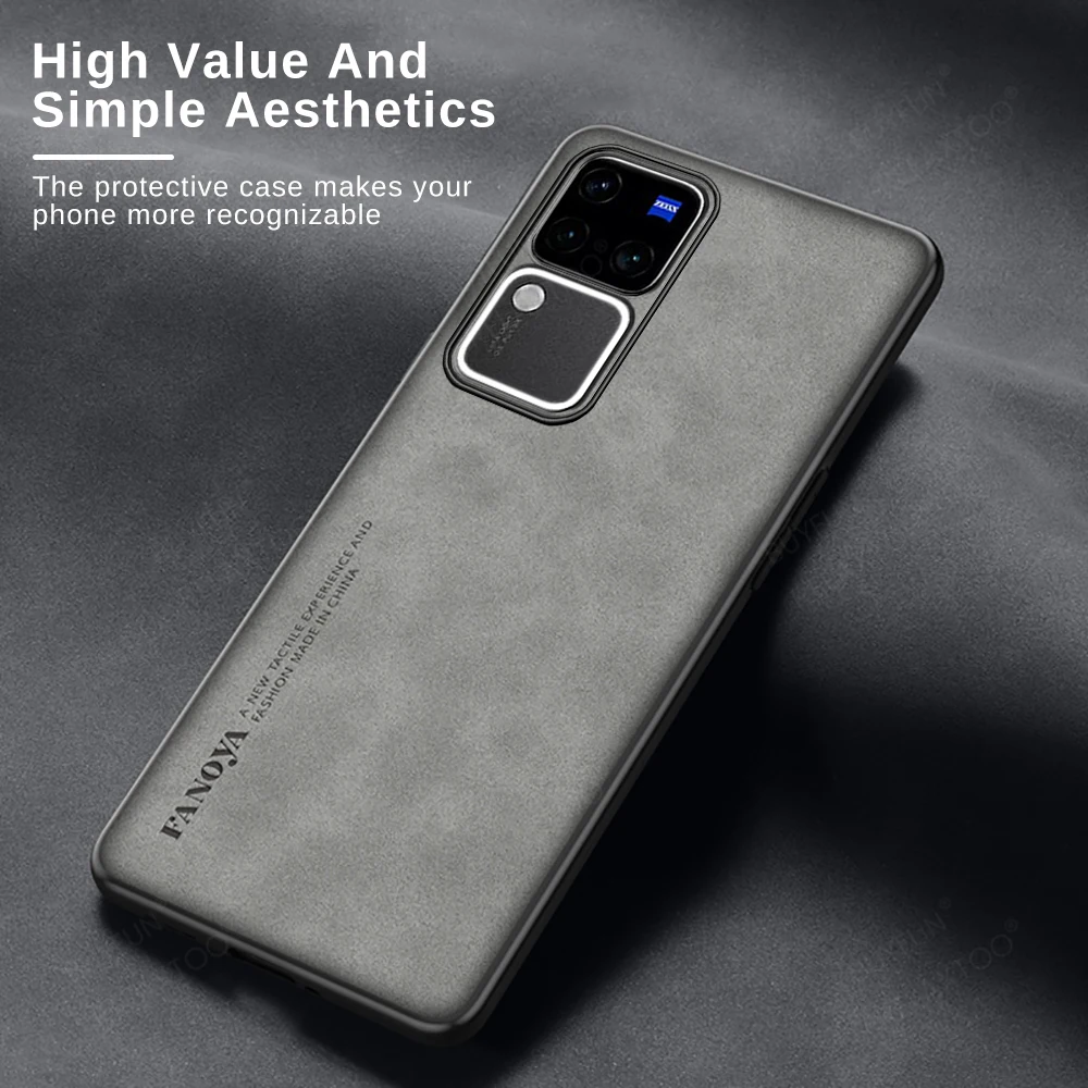 Camera Protect Sheepskin Leather Case For Vivo V30 VivoV30 Pro Vovi V30Pro V 30 30V VivoV30Pro 5G Soft Bumper Phone Cover Fundas