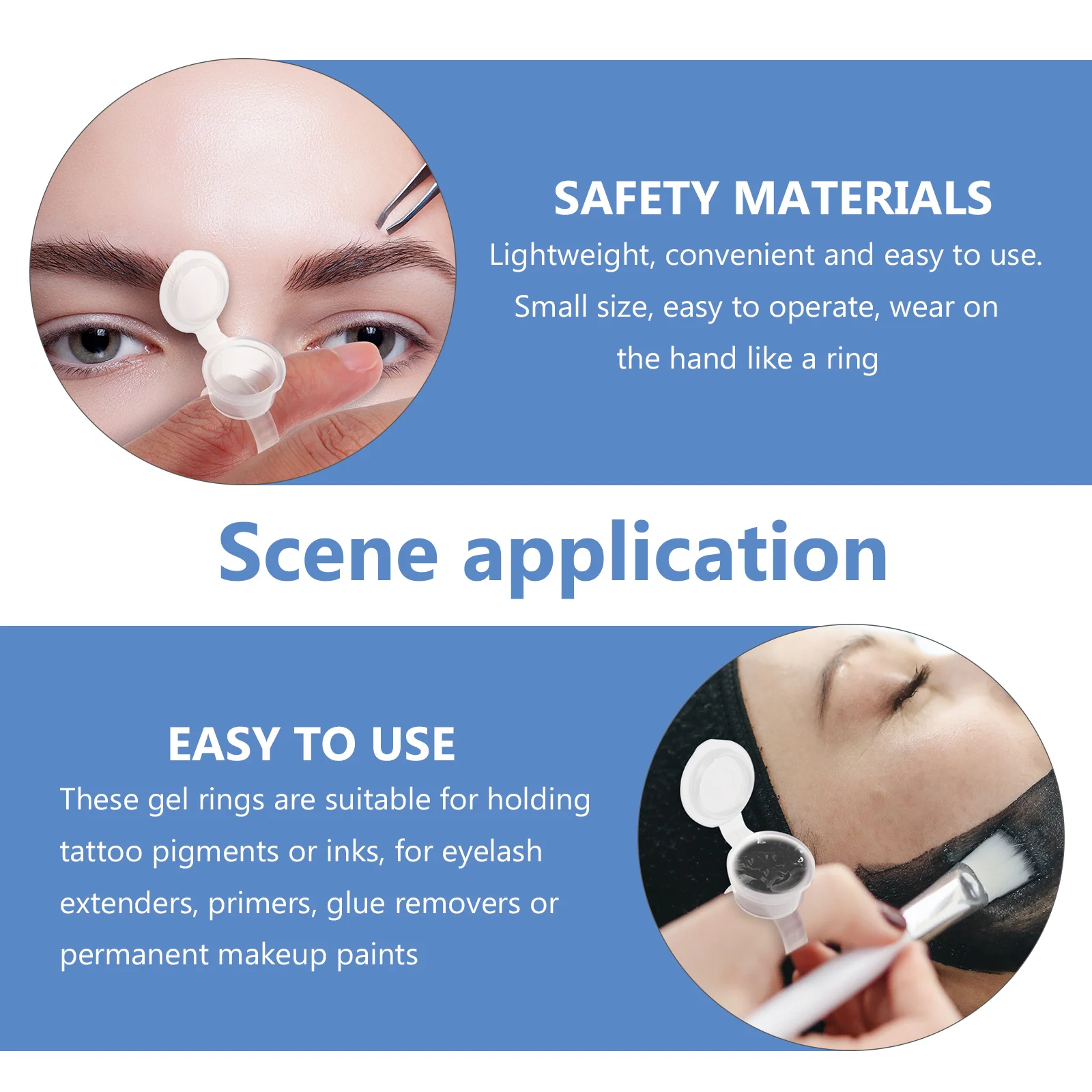 

40Pcs Pigment Ring Cup Ink Holder with Seal Lid Flexible Size for Eyelash Glue Semi Beauty Salon