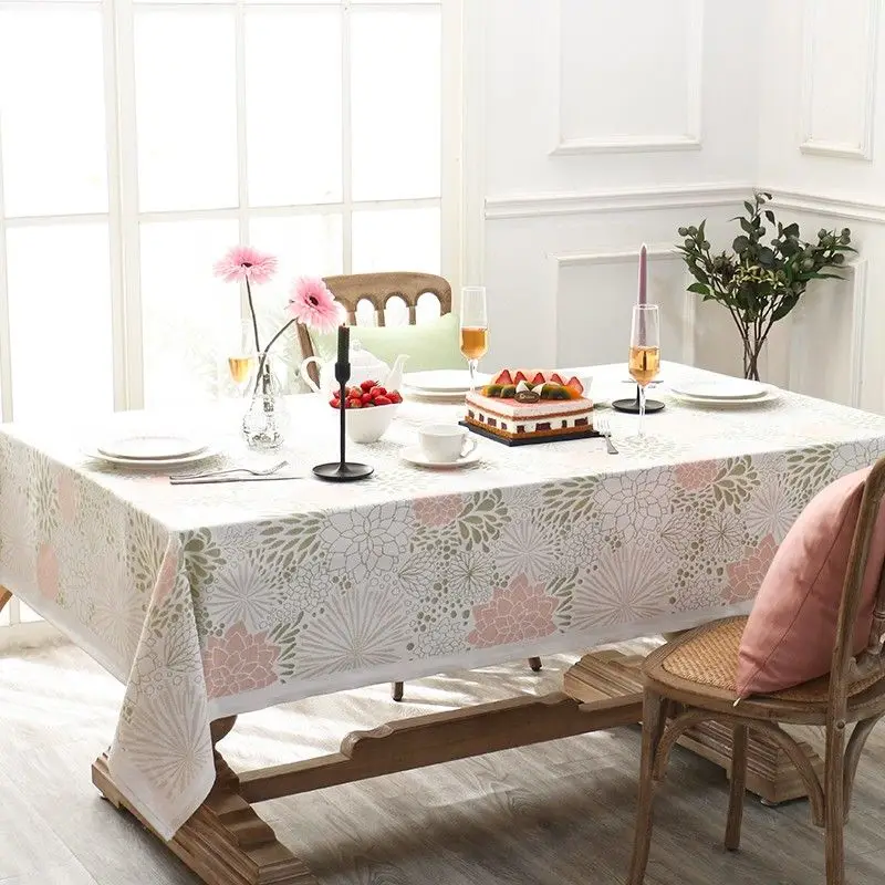 pure cotton tablecloth, light luxury and high-end sense, white dining cloth rectangle, coffee