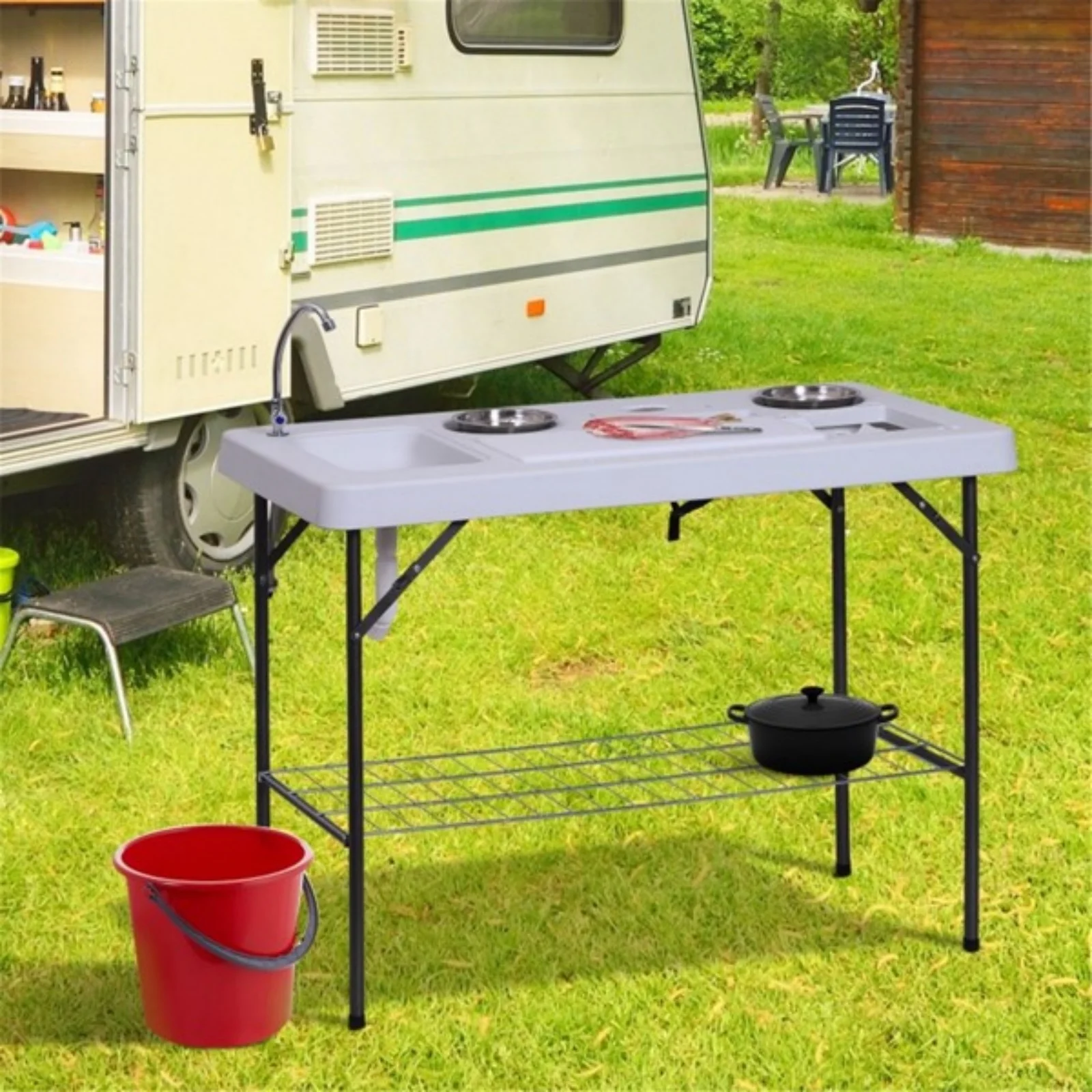 Outdoor camping folding table, light kitchen camping table