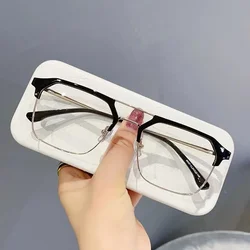 Black Business Square Frame Myopia Glasses Men Women Vintage Ultra Light Metal Frame Glasses Eyeglasses Vision Care -0.1~0.6