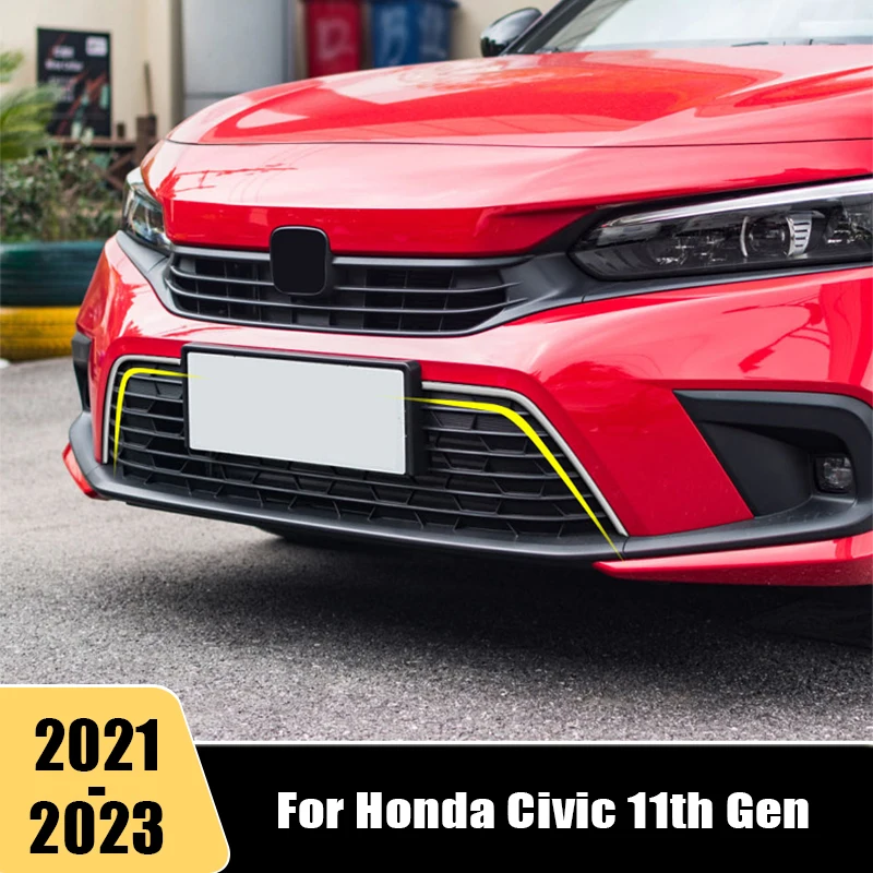 

For Honda Civic 11th Gen 2021 2022 2023 Car Front Bumper Grille The License Of Both Sides Plate Covers Decoration Accessories