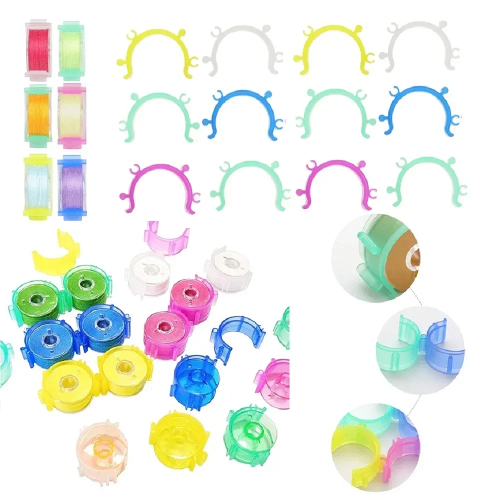 Carretes de hilo de coser de plástico para el hogar, organizador de bobinas pequeñas de costura, soportes de Clip, abrazaderas de almacenamiento, accesorios de herramientas, 50 piezas