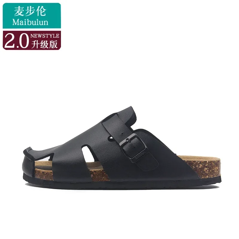 Buckle Flat Casual Cork Sole Sandals Unisex Ladies Beach Outdoor Lazy Plus Size Comfortable Flat Bottom Non-slip for men women