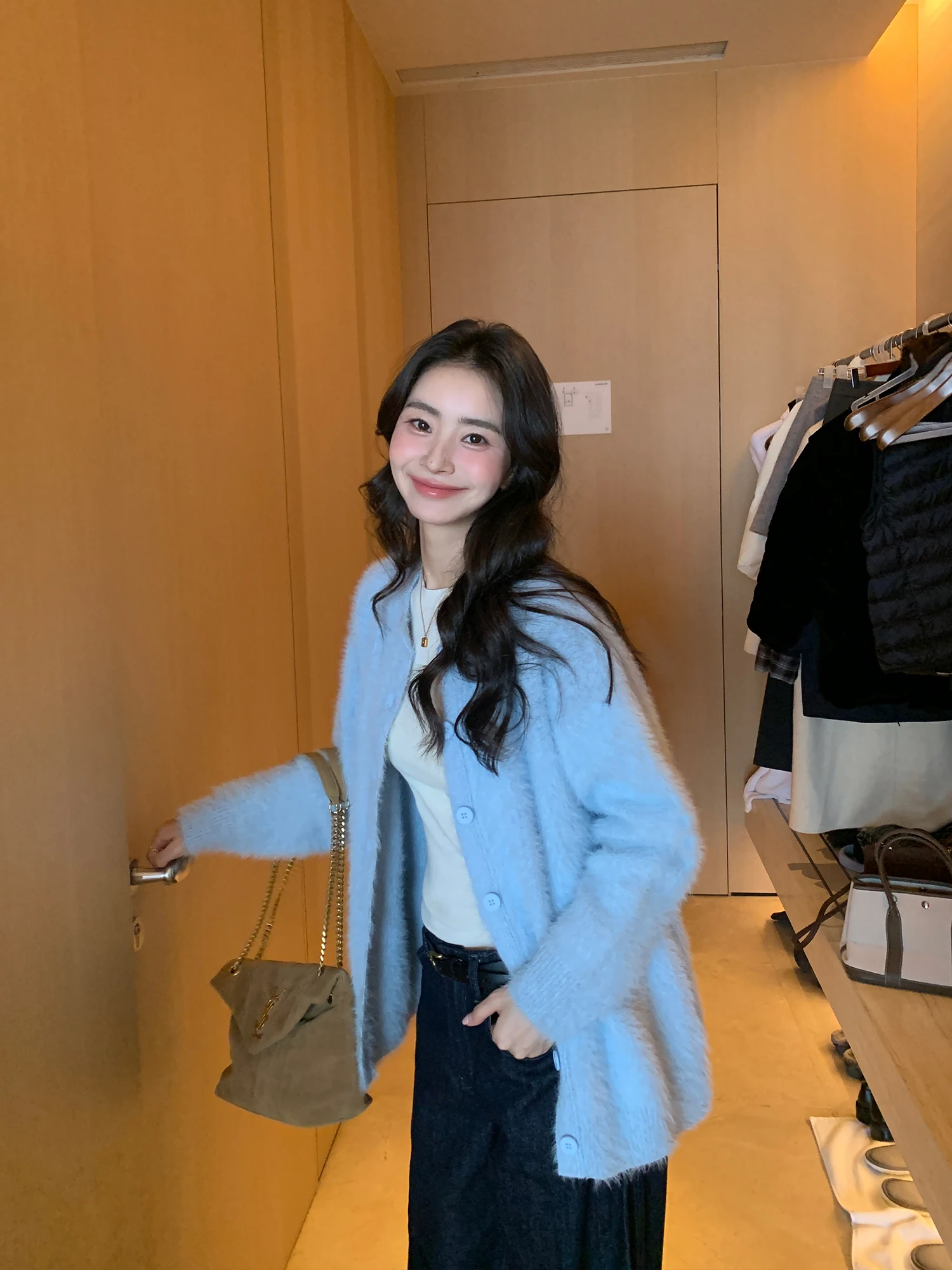 

Pusumede Long Sve круглый открытый кардиган женский свободный высококачественный теплый верхняя одежда из искусственного меха нейлон хлопок акрил