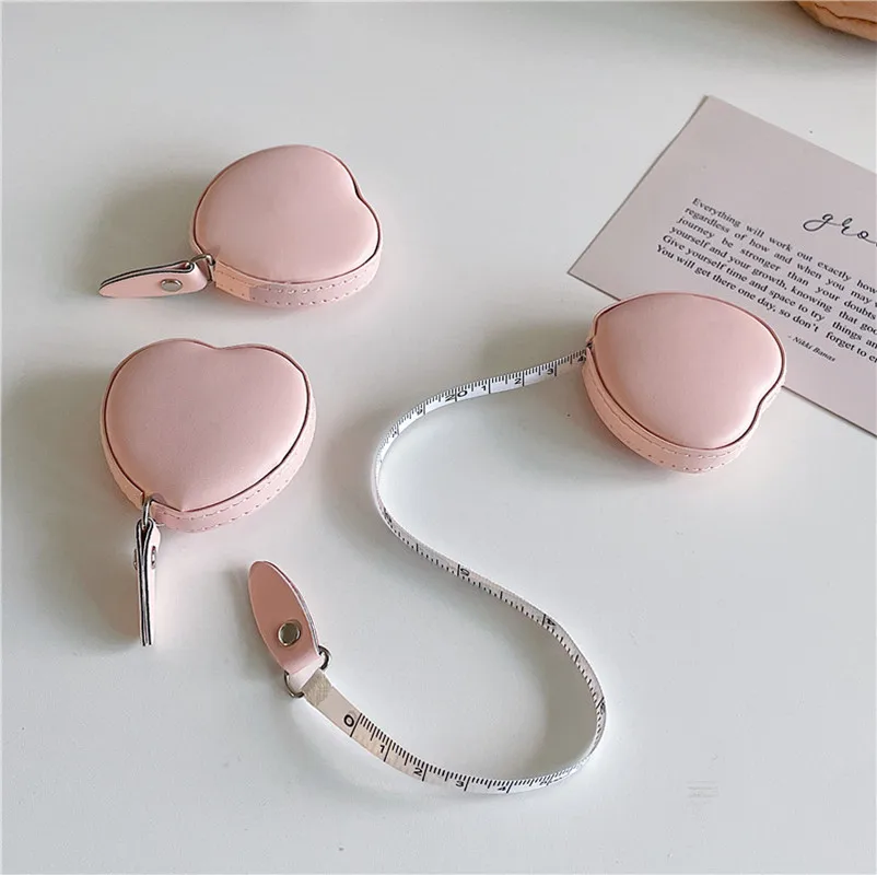 

MINKYS Cute Portable Pink Love Heart Shape 1.5M Tape Measure Kawaii School Stationery Supplies
