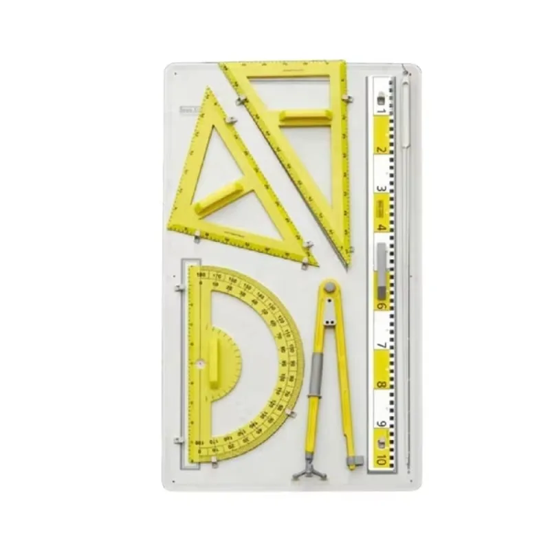 Math Set Plastic Teaching Set Square Ruler Protractor Compass Math Measurement Drawing Tool for School Teaching