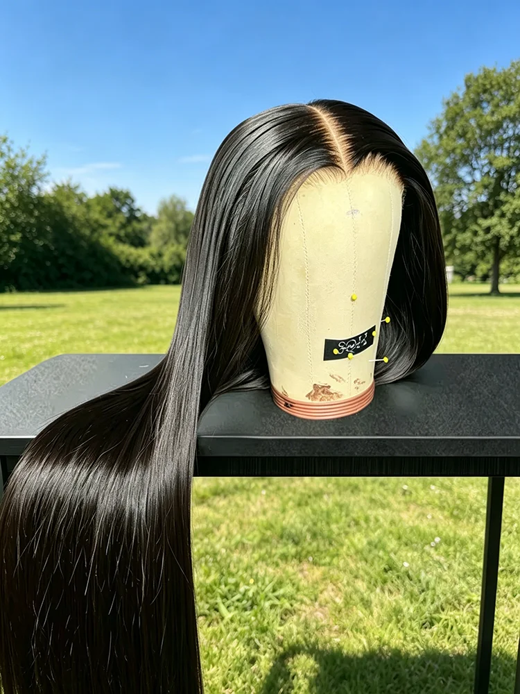 Perruques de cheveux humains lisses comme des baguettes, densité 250%, 30-40 pouces, avec dentelle frontale HD 13x4 13x6 pré-épilée, dentelle transparente, pour femmes noires