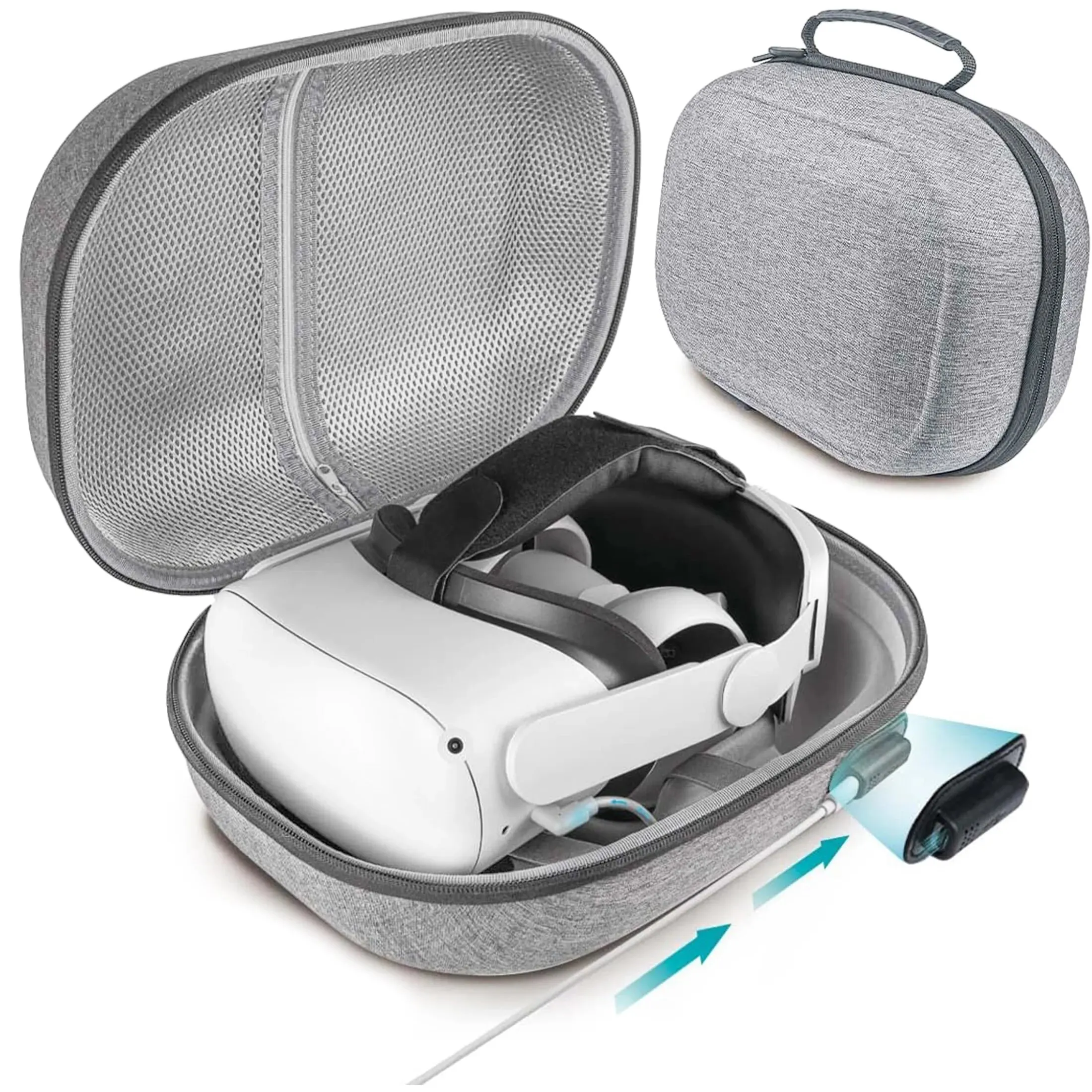 Hard Carrying Case with Charging Port for Oculus Quest 2/Meta, Hard Shell Carrying Travel Case Storage for VR Gaming Accessories