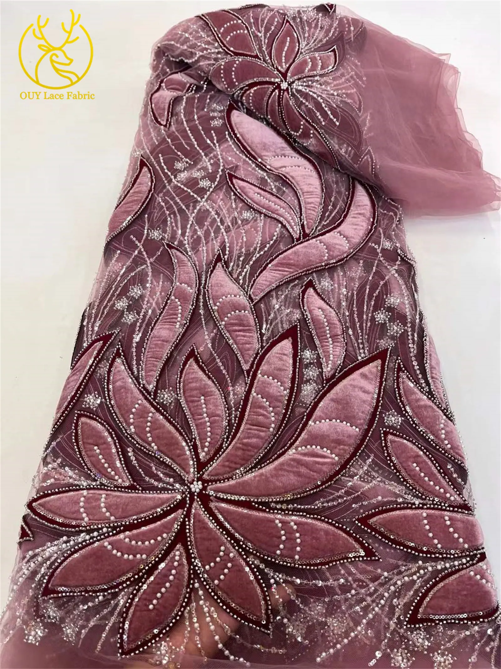 أحدث تصميم فاخر الأفريقي مطرز نسيج القطن الدانتيل 2025 فرنسا نيجيريا الترتر تول أقمشة الدانتيل حفل زفاف فساتين السهرة