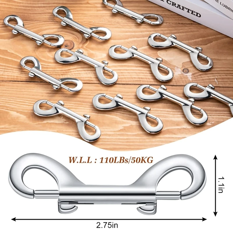 10/20Pcs Double Ended Bolts Hook for Keychains Link Dog TractionRope Metal Clip Dog Leash Chain Clip Slings Hook 6XDE