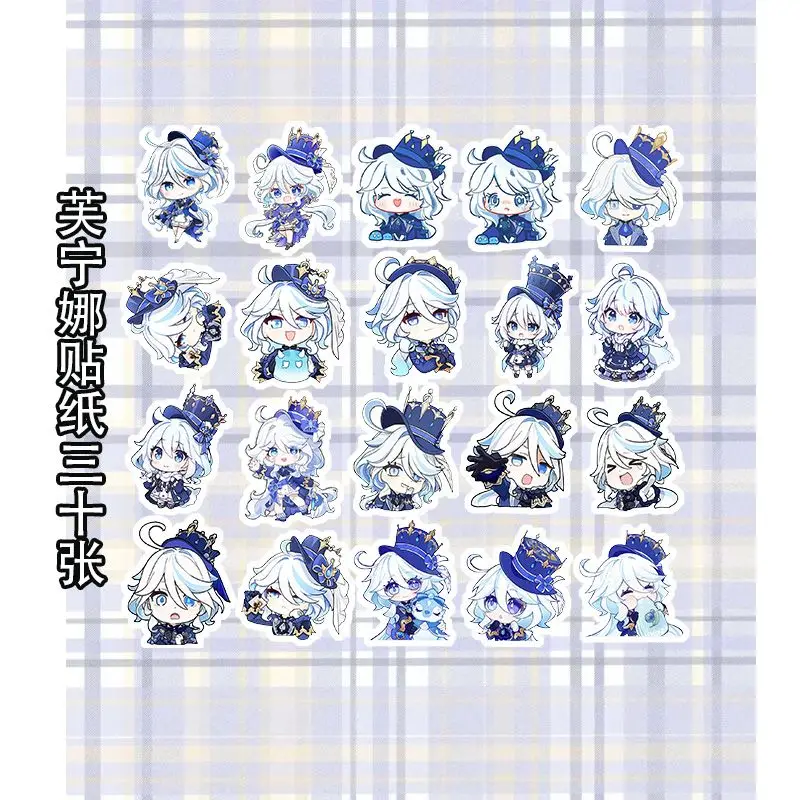 

Anime Game Impact 17x2Pcs/Set Focalors Furina Sticker Paper Graffiti for Waterproof Cup Sticker Decal Scrapbook Birthday Card