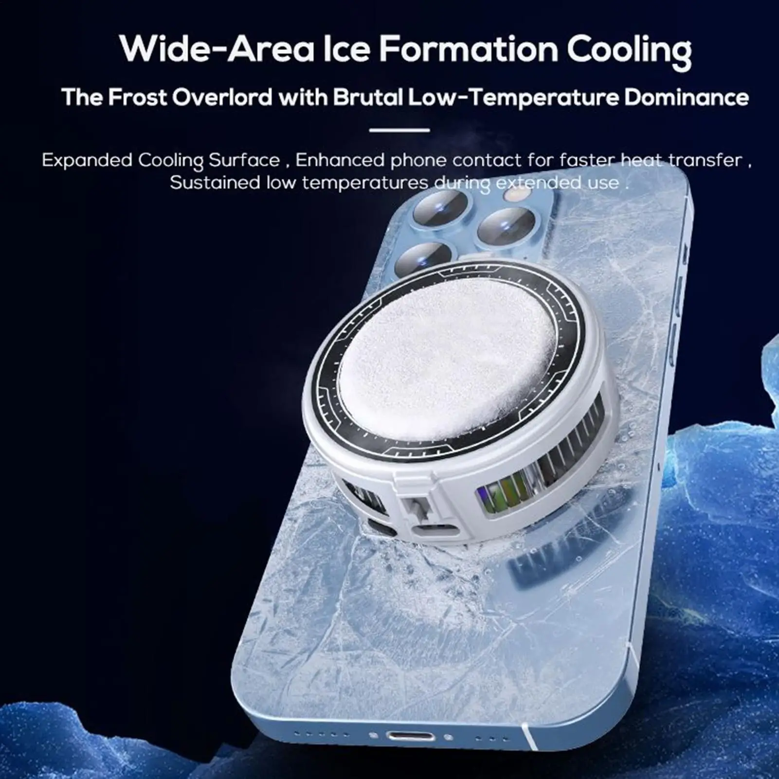 Phone Cooling Fan Magnetic Clip Low-noise 3 Levels Temperature Control Wireless Phone Cooler with Screen for Outdoor Car Home
