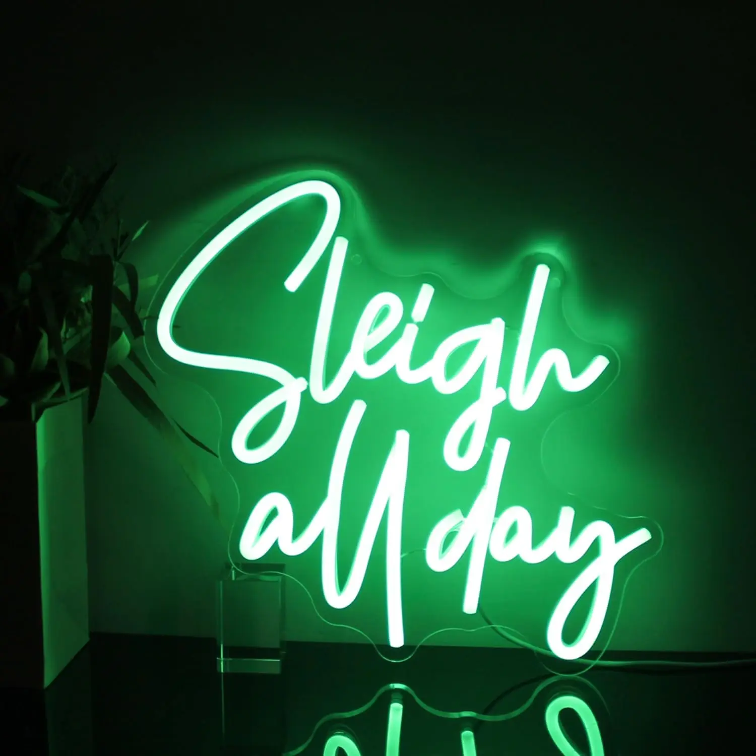 

Holiday Party Neon Sign Sleigh All Day Trendy edgy neon, cool-toned, keep out vibe
