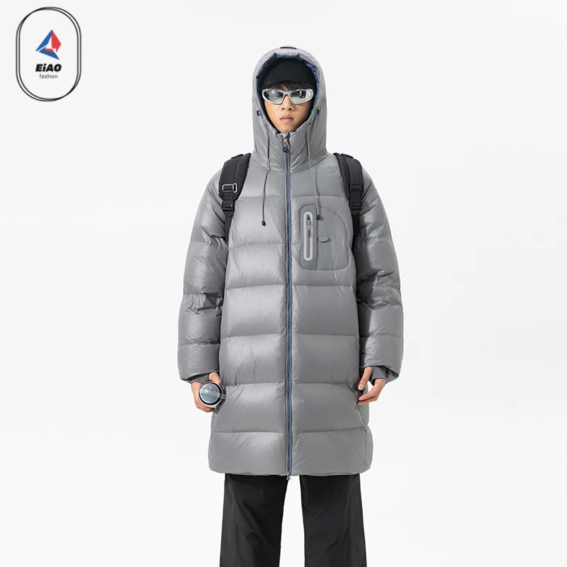 

Eiao Trendy Design Down Jacket Men Long Winter New Waterproof White Duck Down Warm Coat Wome Ski Cold-proof Hooded Puffer Parka