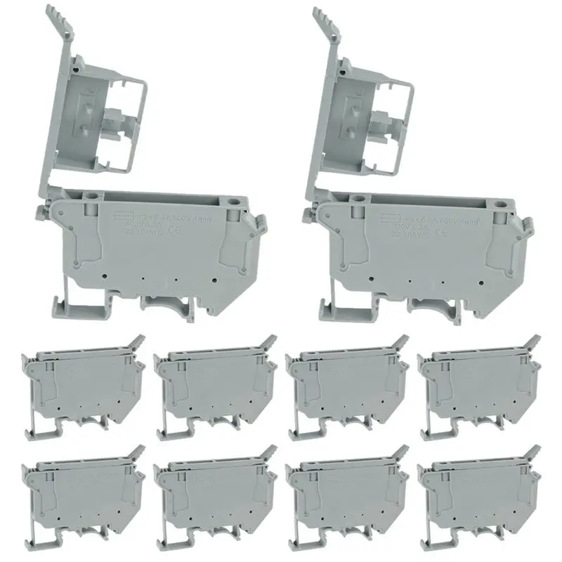 UK5-HESI UK5RD Without LED DIN Rail Fuse Terminal Base Disconnect Terminal Block Screw Clip (Pack Of 50Pcs,Grey)-AT36