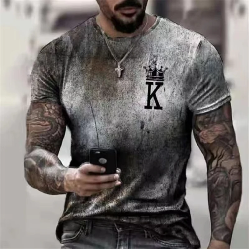 

Vintage Letter K 3D Print Summer Men's T Shirt Male Casual Fashion Short Sleeve Tee Men Oversized Sweatshirt Streetwear Top