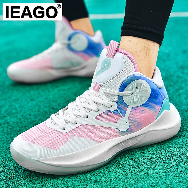 IEAGO Men Basketball Shoes High Top Sneakers Women Casual Walking Gym Training Shoes