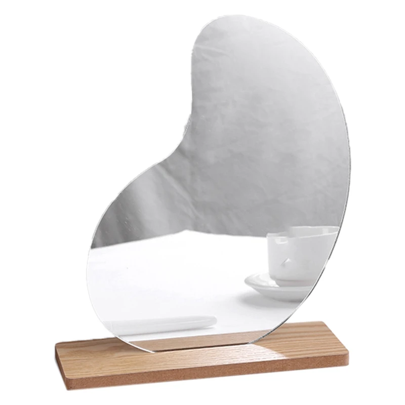 Miroir de Maquillage Décoratif en Acrylique de Style Coréen, Base en Bois, Outils de miles Cosmétique