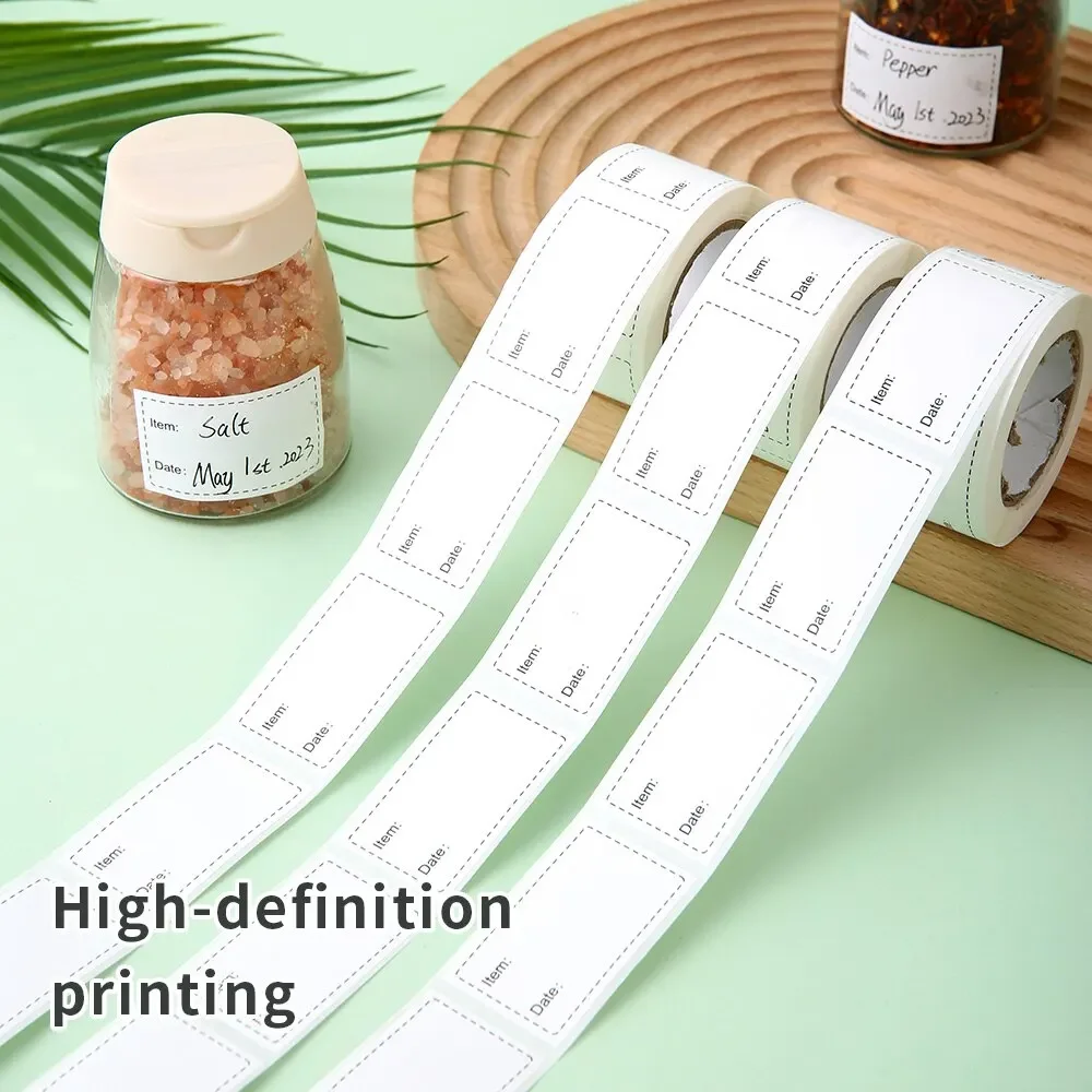 Self-Adhesive Freezer Refrigerator Food Storage Paper Sticker Labels White Date Stickers for Home Storage Tags 250pcs/roll