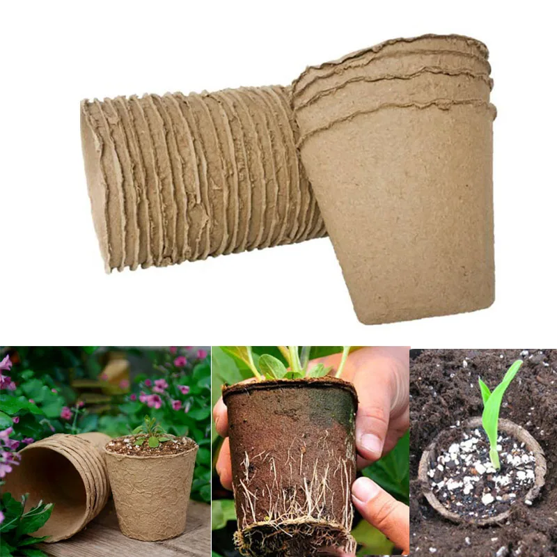 10/50 seed Nursery Cup growing pot Tray planter Paper Grow Pot Plant Starter Flower Herb Biodegradable Eco-Friendly Garden Tools