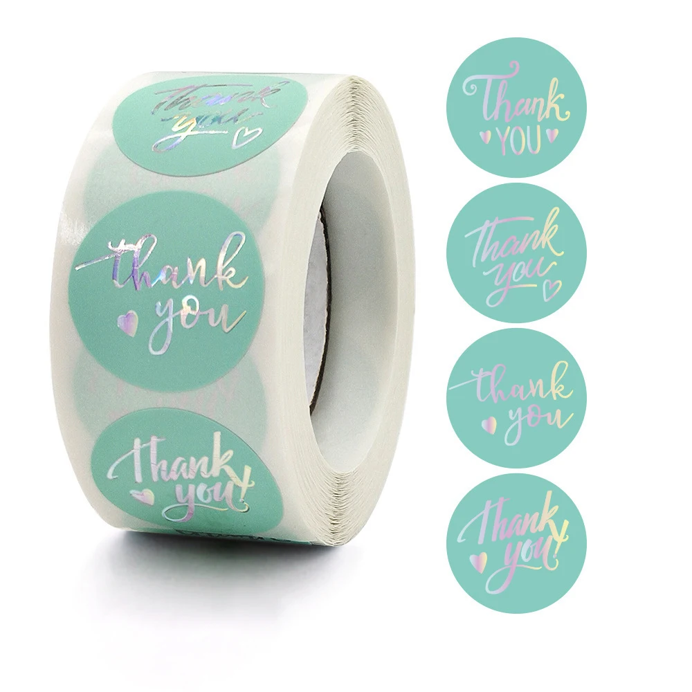 500 Pcs 1'' Silver Foil Thank You Stickers Roll for Business, Bubble Mailers, Packaging Bags, Boxes, Envelopes, Gifts Sealing