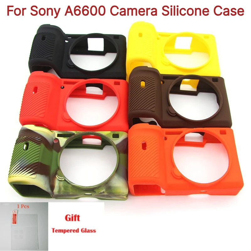 Protective Camera Case For Sony A6600 Silicone case,Micro-single camera bag, soft Rubber Protector Skin +1PCS Free Tempered Film