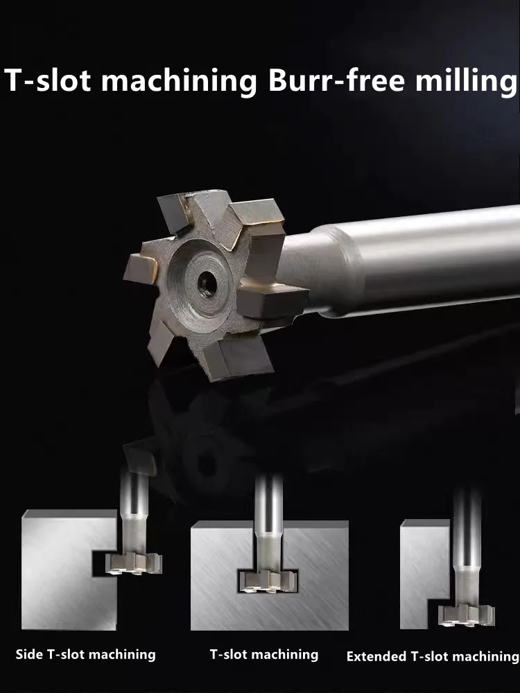 Welded YG8 Alloy T-Slot Milling Cutter Tungsten Steel Rough Inserted Straight Shank For Hardness Metal Keyway Endmills Tool