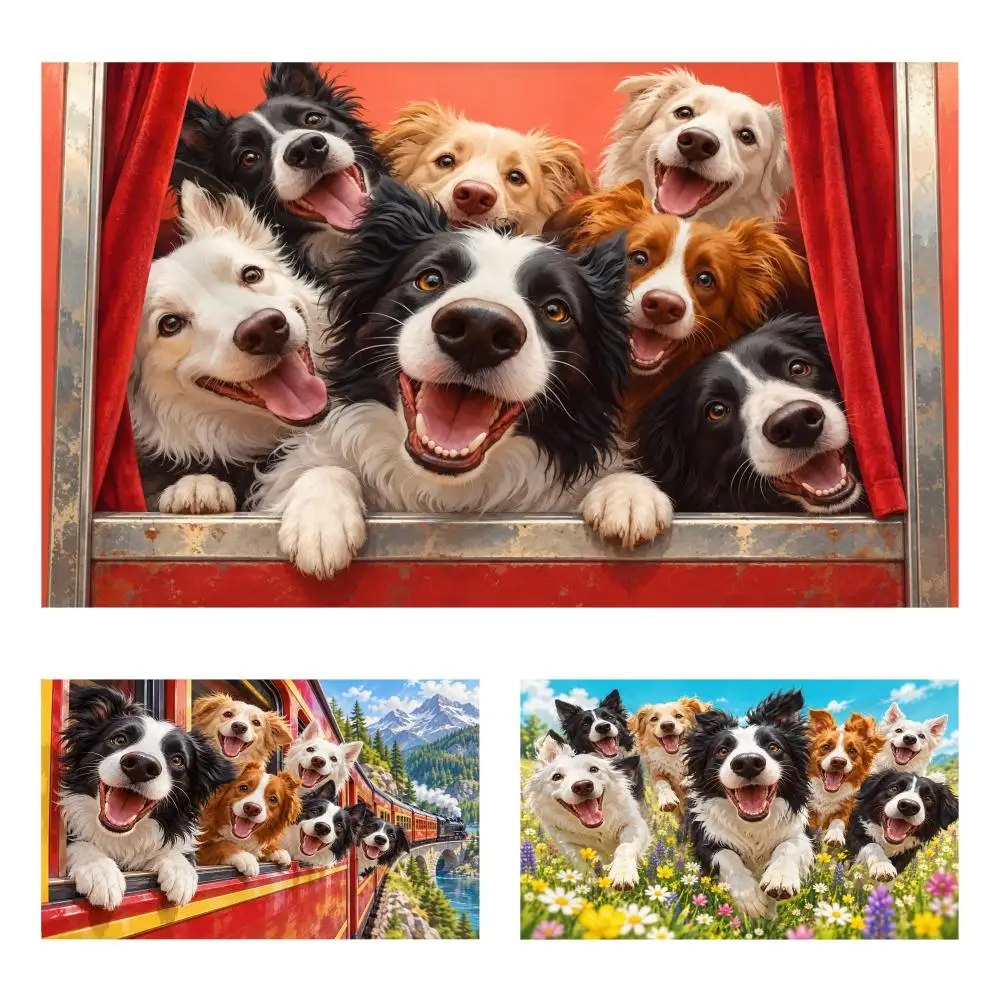 Funny Cute Cartoon Dog Taking Selfie Print Tapestry Durable Soft Horizontal Wall Hanging Decor For Bedroom Patio Garden Parties