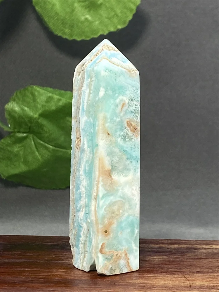

Natural Blue Hemimorphite Crystal Tower Caribbean Four Corners Magic Tetrahedral Obelisk Home Decor