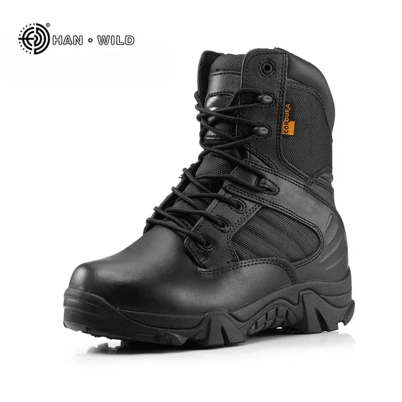 Men Tactical Boots Winter Leather Black Special Force  Desert Ankle Combat Boots Safety Work Shoes Boots