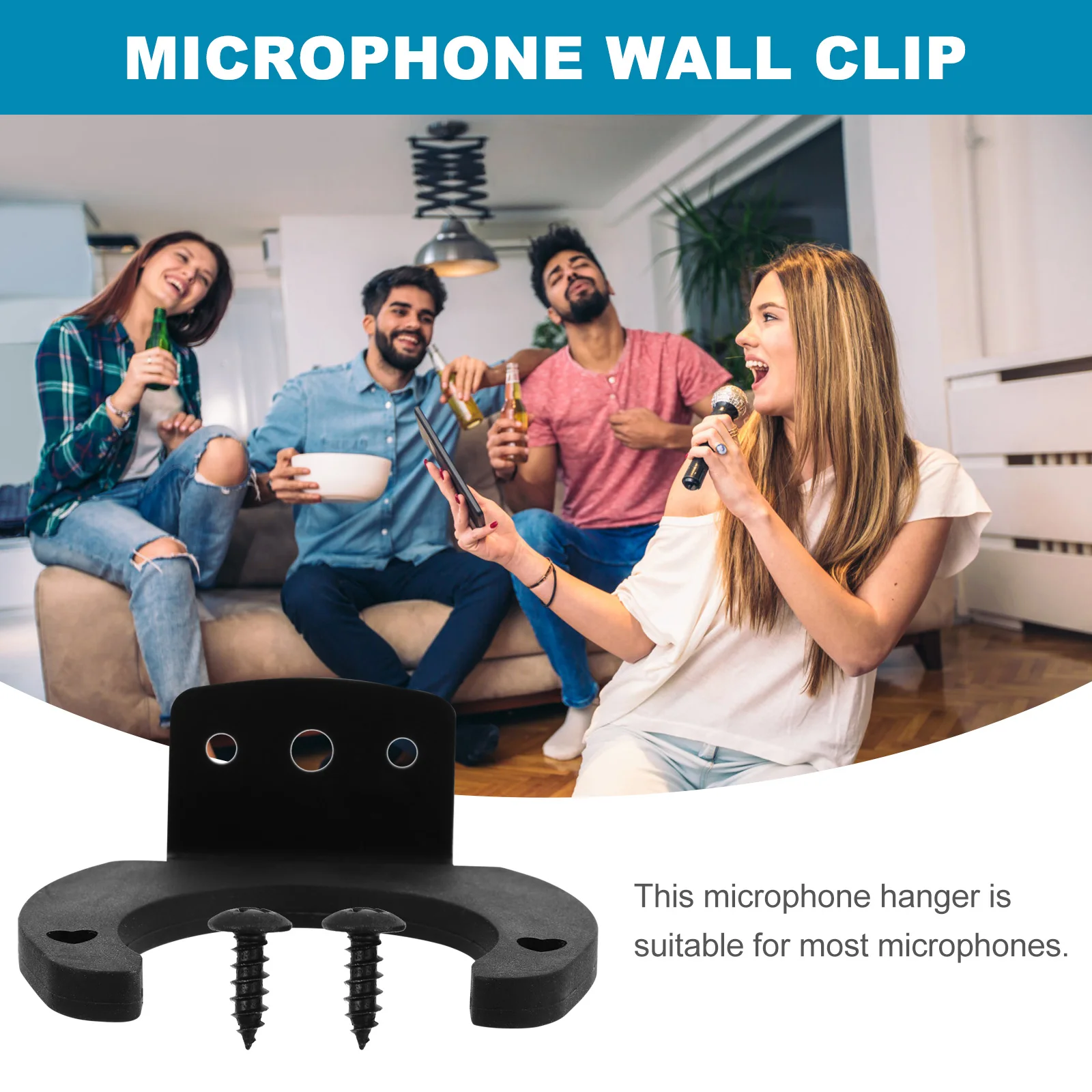 

2 PCS Wireless Microphone Hook Arm Multiple Wall Mount Holder for Stand Accessory Lace