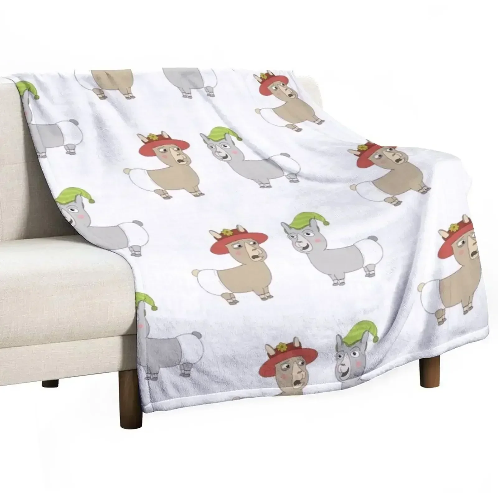 

Llamas with hats, babies, 2 - Gift idea Throw Blanket Durable Warm Blanket for Daily Home Use