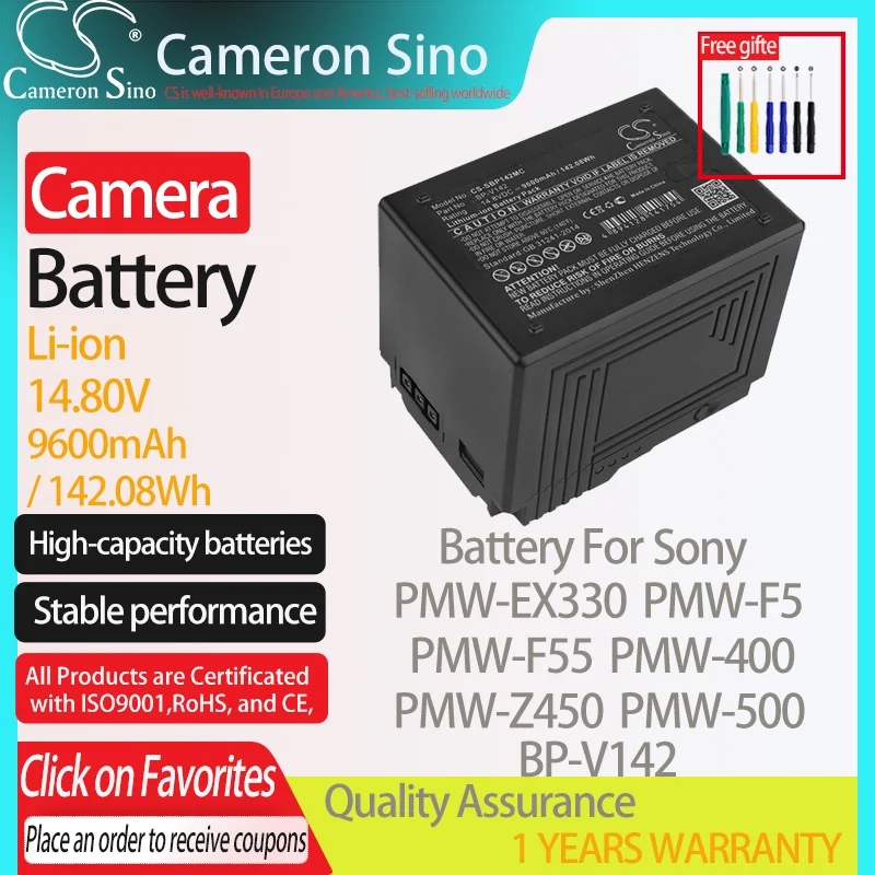 CameronSino Battery for Sony PMW-EX330 PMW-F5 PMW-F55 PMW-400 PMW-Z450 PMW-500 fits RED SM-4230RC Digital camera Batteries Black