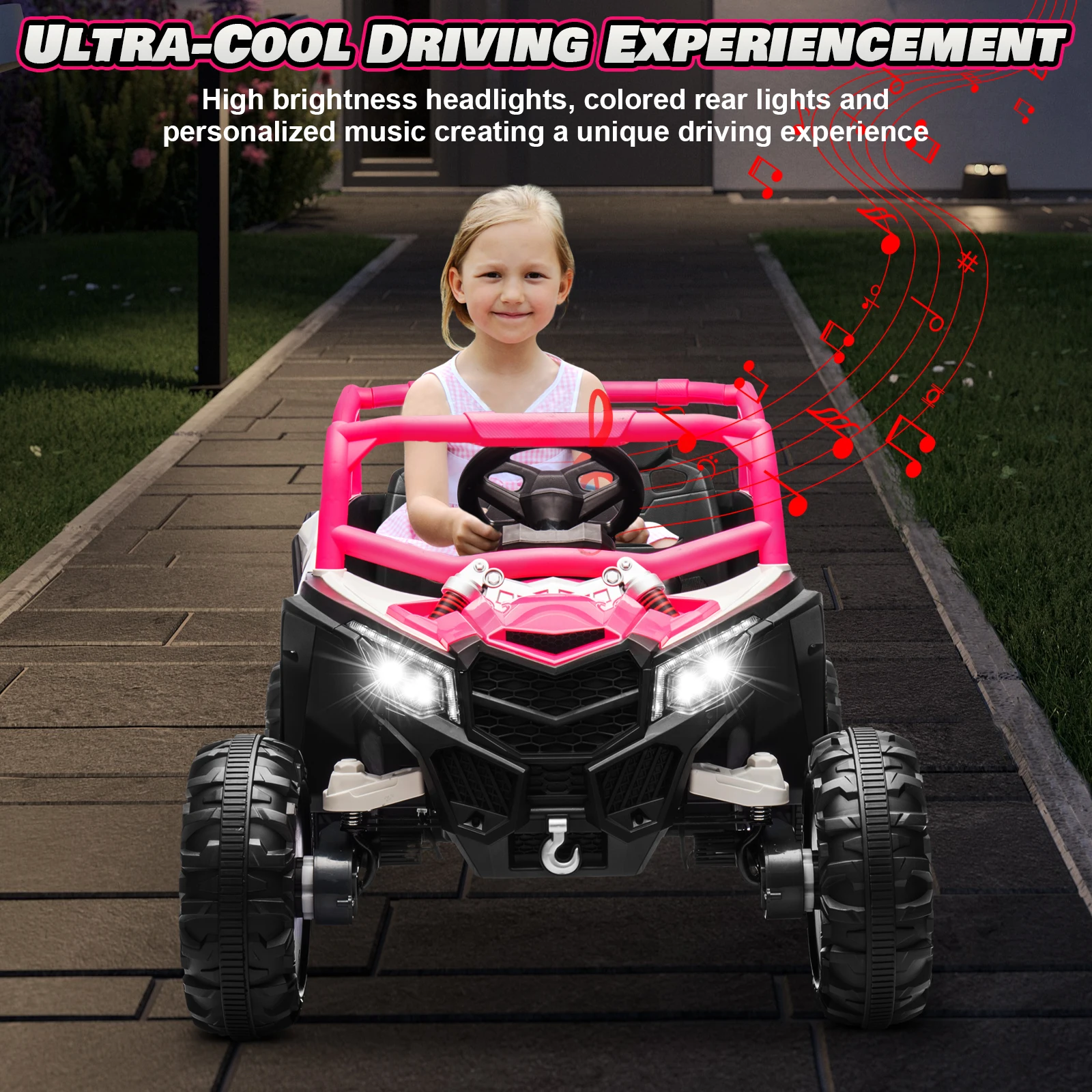 YRACER-Voiture avec Télécommande pour Enfants, 24V, Batterie 62 Off-Road UTV, Moteurs 4x150W, 4 Amortisseurs, 4.5 Mph Max S