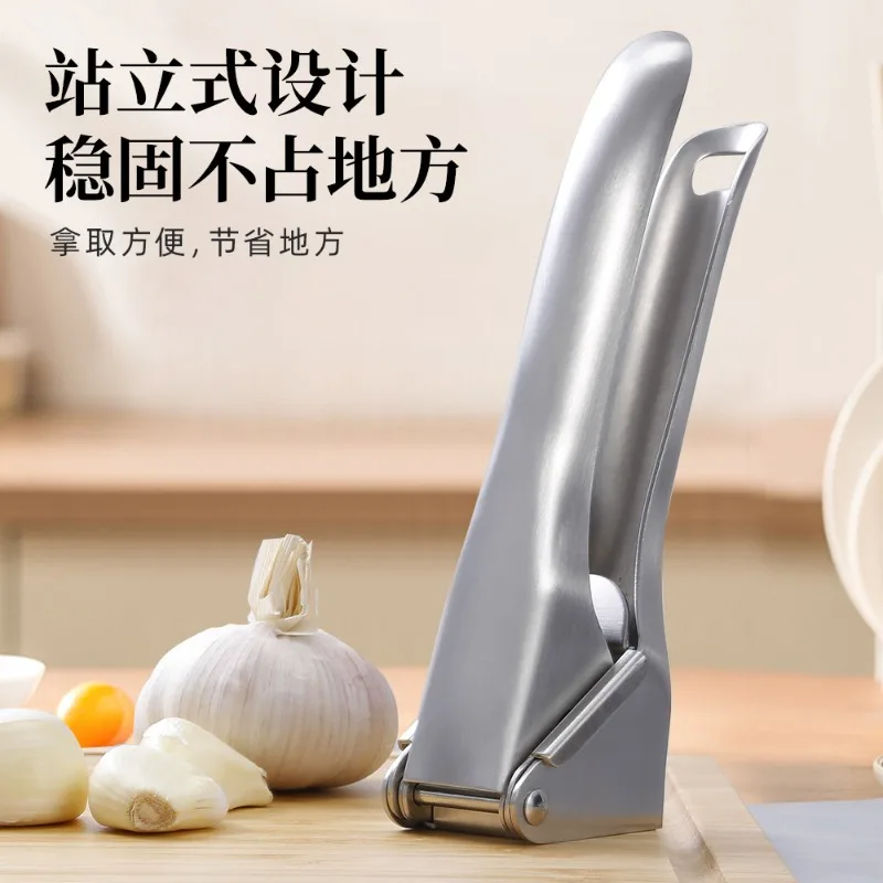 Thickened garlic press stainless steel manual household garlic grinder 304