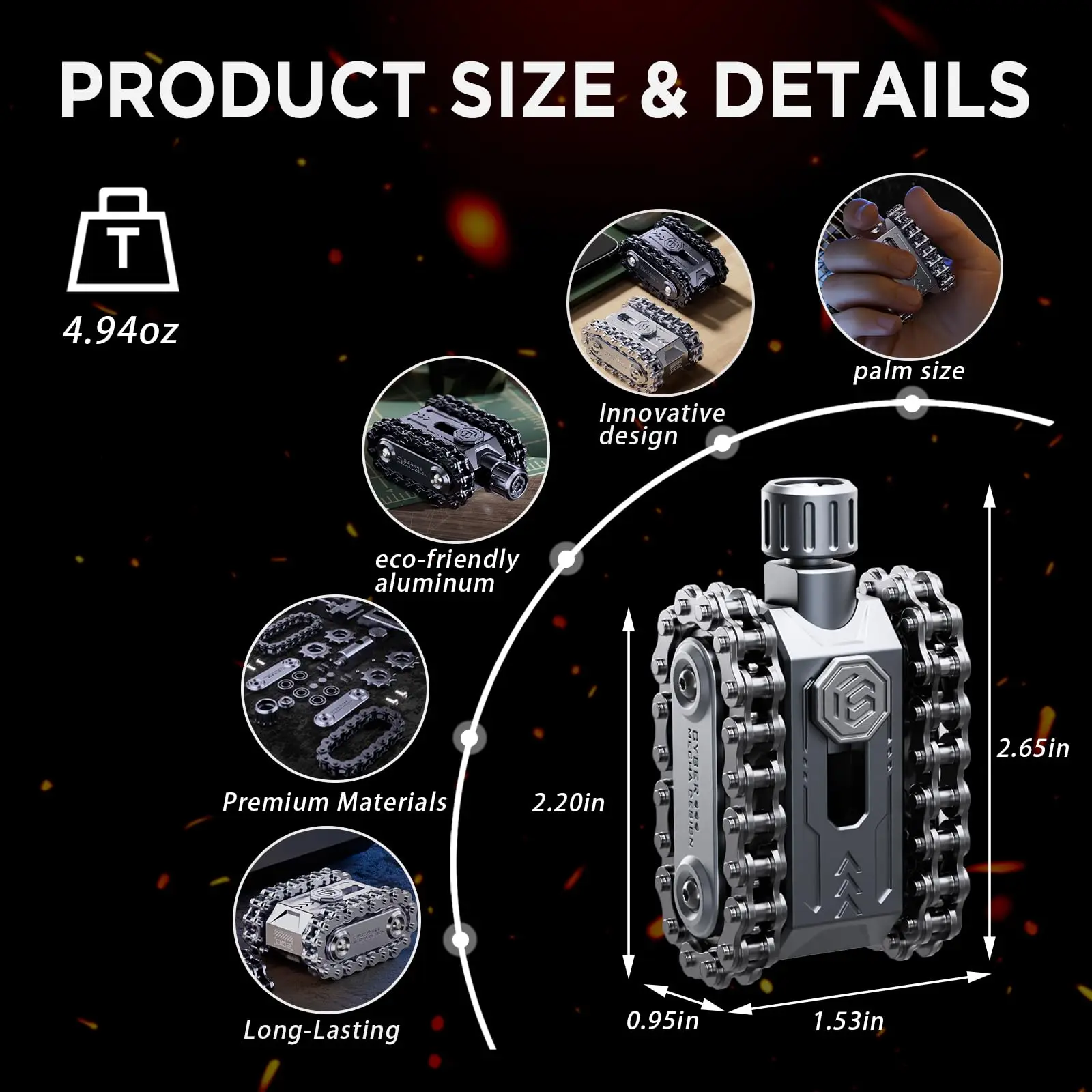 4 in 1 Fidget Slider Roller Chain Spinner Combo, Metal Chain Fidget Toy with Tactile Feedback & Clicking Sounds, Stress Relief S