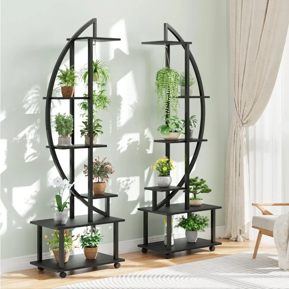 

Indoor Tall Plant Stand Metal Plant Stand with Removable Wheels Half Moon Plant Stand for Home Patio Lawn Garden