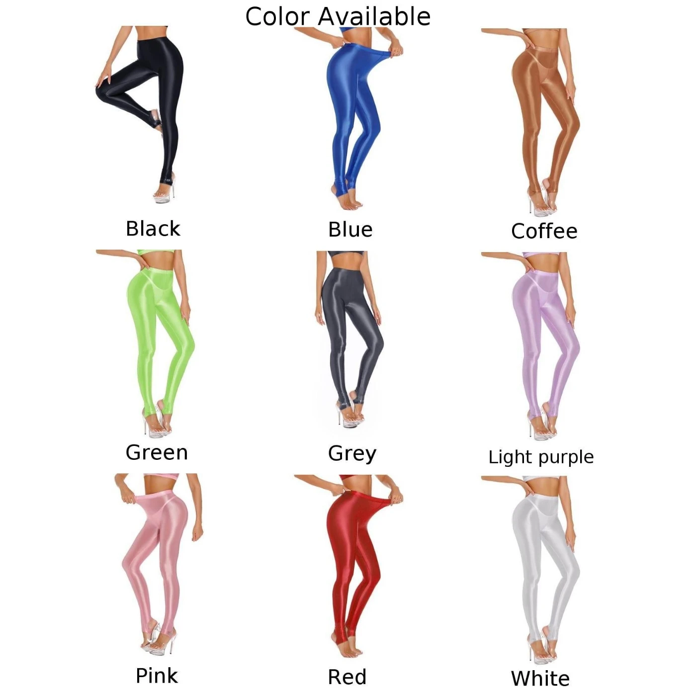 Leggings femeninos brillantes de cintura alta con diseño elástico flaco, ideales para entrenamiento de danza y yoga y uso deportivo diario en todas las estaciones