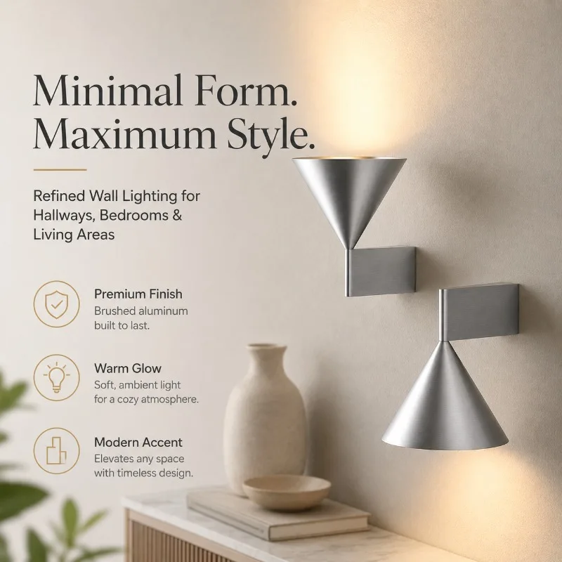 

Italian Minimalist Bedroom Headboard Conical Funnel Wall Lamp Nordic Designer Living Room Background Wall High-end Hallway Lamp